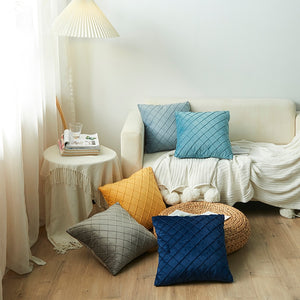 Velvet Diamond Geometric Throw Pillow Cover